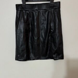 Mangopop Faux Black Leather Skirt
